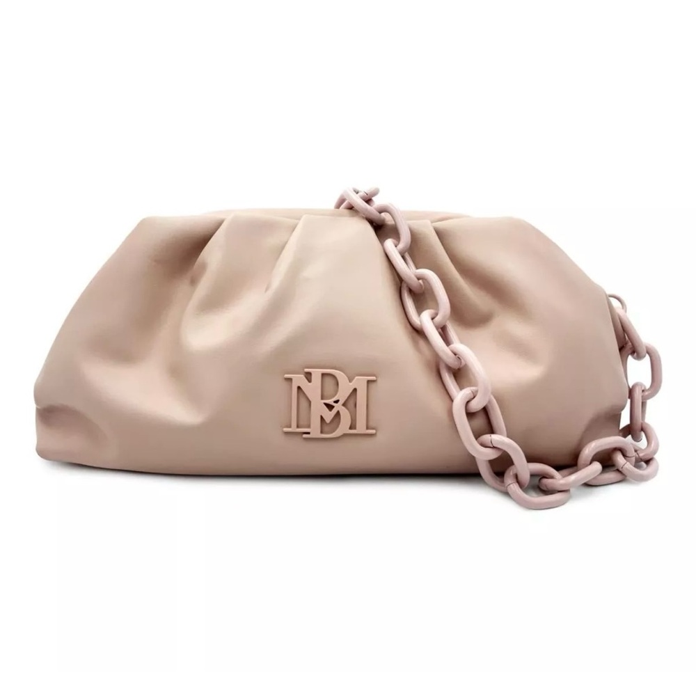 BADGLEY MISCHKA MSRP $129 Blush Pink Wrapped Frame Clutch w/ Chunky Chain Strap